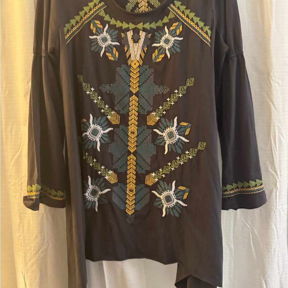 Urban Mangoz ~ Embroidered Black Tunic Top